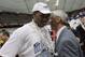 File- This March 27, 2005, file photo shows North Carolina coach Roy Williams chatting with Rashad McCants after defeating Wisconsin 88-82 to win the NCAA East Regional in Syracuse, N.Y. Williams denied allegations of academic wrongdoing Friday, June 6, 2014, by former player McCants connected to the school’s long-running academic scandal. In an interview with ESPN’s “Outside the Lines” to air Friday, McCants, the second-leading scorer on Williams’ first NCAA championship team in 2005, said tutors wrote papers for him and that Williams knew about no-show classes popular with athletes. (AP Photo/David Duprey, File)
