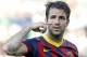 Barcelona's Cesc Fabregas gesture during a Spanish La Liga soccer match against Elche at the Martinez Valero stadium in Elche, Spain, on Sunday, May 11, 2014.(AP Photo/Alberto Saiz)