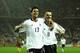 SHIZUOKA - JUNE 11: Michael Ballack and Dietmar Hamann of Germany celebrate during the FIFA World Cup Finals 2002 Group E match between Germany and Cameroon played at the Shizuoka Stadium Ecopa, in Shizuoka, Japan on June 11, 2002. Germany won the match 2-0. DIGITAL IMAGE. (Photo by Stu Forster/Getty Images)