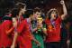 JOHANNESBURG, SOUTH AFRICA - JULY 11: Iker Casillas of Spain kisses the World Cup trophy as the Spain team celebrate victory following the 2010 FIFA World Cup South Africa Final match between Netherlands and Spain at Soccer City Stadium on July 11, 2010 in Johannesburg, South Africa. (Photo by Jasper Juinen/Getty Images)