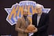 New York Knicks president Phil Jackson, right, poses for a picture with Derek Fisher during a news conference in Tarrytown, N.Y., Tuesday, June 10, 2014. The New York Knicks hired Fisher as their new coach on Tuesday, with Jackson turning to one of his trustiest former players. (AP Photo/Seth Wenig)