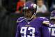 Dec 1, 2013; Minneapolis, MN, USA; Minnesota Vikings defensive tackle Kevin Williams (93) looks on prior to the game against the Chicago Bears at Mall of America Field at H.H.H. Metrodome. Mandatory Credit: Brace Hemmelgarn-USA TODAY Sports