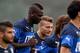 RIO DE JANEIRO, BRAZIL - JUNE 10: Mario Balotelli and Ciro Immobile (R) of Italy during a training session on June 10, 2014 in Rio de Janeiro, Brazil. (Photo by Claudio Villa/Getty Images)