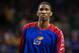 Feb 4, 2014; Waco, TX, USA; Kansas Jayhawks center Joel Embiid (21) warms up before the game against the Baylor Bears at the Ferrell Center. The Jayhawks defeated the Bears 69-52. Mandatory Credit: Jerome Miron-USA TODAY Sports