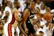MIAMI, FL - JUNE 12: Boris Diaw #33 of the San Antonio Spurs looks to pass as Dwyane Wade #3 of the Miami Heat defends during Game Four of the 2014 NBA Finals at American Airlines Arena on June 12, 2014 in Miami, Florida. NOTE TO USER: User expressly acknowledges and agrees that, by downloading and or using this photograph, User is consenting to the terms and conditions of the Getty Images License Agreement. (Photo by Andy Lyons/Getty Images)