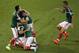 Mexico's players celebrate after Mexico's Oribe Peralta scored during the group A World Cup soccer match between Mexico and Cameroon in the Arena das Dunas in Natal, Brazil, Friday, June 13, 2014. (AP Photo/Hassan Ammar)