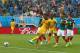 NATAL, BRAZIL - JUNE 13: Maxim Choupo-Moting of Cameroon shoots and scores but the goal was disallowed during the 2014 FIFA World Cup Brazil Group A match between Mexico and Cameroon at Estadio das Dunas on June 13, 2014 in Natal, Brazil. (Photo by Julian Finney/Getty Images)