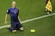 Netherlands' Arjen Robben celebrates after scoring during the group B World Cup soccer match between Spain and the Netherlands at the Arena Ponte Nova in Salvador, Brazil, Friday, June 13, 2014. (AP Photo/Christophe Ena)