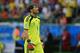Spain's goalkeeper Iker Casillas reacts during the group B World Cup soccer match between Spain and the Netherlands at the Arena Ponte Nova in Salvador, Brazil, Friday, June 13, 2014. (AP Photo/Bernat Armangue)