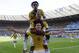 Colombia's James Rodriguez (10) celebrates with his teammates after scoring his side's third goal during the group C World Cup soccer match between Colombia and Greece at the Mineirao Stadium in Belo Horizonte, Brazil, Saturday, June 14, 2014. Colombia defeated Greece 3-0. (AP Photo/Fernando Vergara)