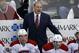Montreal Canadiens' Michel Therrien, yells at a referee from behind his bench in the third period of an NHL hockey game between the Pittsburgh Penguins and the Montreal Canadiens in Pittsburgh, Wednesday, Jan. 22, 2014. The Penguins won 5-1. (AP Photo/Gene J. Puskar)