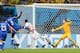 MANAUS, BRAZIL - JUNE 14: Mario Balotelli of Italy scores his team's second goal on a header past Gary Cahill (C) and goalkeeper Joe Hart of England during the 2014 FIFA World Cup Brazil Group D match between England and Italy at Arena Amazonia on June 14, 2014 in Manaus, Brazil. (Photo by Elsa/Getty Images)