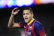 FC Barcelona's Alexis Sanchez, from Chile, reacts against Rayo Vallecano during a Spanish La Liga soccer match at the Camp Nou stadium in Barcelona, Spain, Saturday, Feb. 15, 2014. (AP Photo/Manu Fernandez)