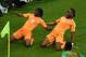 RECIFE, BRAZIL - JUNE 14: Gervinho of the Ivory Coast (L) celebrates scoring his team's second goal with teammate Didier Drogba during the 2014 FIFA World Cup Brazil Group C match between the Ivory Coast and Japan at Arena Pernambuco on June 14, 2014 in Recife, Brazil. (Photo by Matthias Hangst/Getty Images)