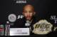 December 14, 2013; Sacramento, CA, USA; Demetrious Johnson addresses the media during the press conference after UFC on FOX 9 at Sleep Train Arena. Mandatory Credit: Kyle Terada-USA TODAY Sports
