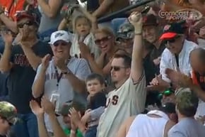 VIDEO: Dad Snags Foul Ball While Holding Son
