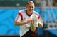SALVADOR, BRAZIL - JUNE 15: Bastian Schweinsteiger stretches during the Germany training session ahead of the 2014 FIFA World Cup Group G match between Germany and Portugal held at the Arena Fonte Nova on June 15, 2014 in Salvador, Brazil. (Photo by Martin Rose/Getty Images)