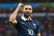 Benzema celebrates giving France a 3-0 lead over Honduras.