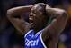 INDIANAPOLIS, IN - MARCH 30: Julius Randle #30 of the Kentucky Wildcats celebrates after defeating the Michigan Wolverines 75 to 72 in the midwest regional final of the 2014 NCAA Men's Basketball Tournament at Lucas Oil Stadium on March 30, 2014 in Indianapolis, Indiana. (Photo by Jonathan Daniel/Getty Images)