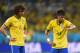 SAO PAULO, BRAZIL - JUNE 12: David Luiz and Neymar of Brazil look on during the 2014 FIFA World Cup Brazil Group A match between Brazil and Croatia at Arena de Sao Paulo on June 12, 2014 in Sao Paulo, Brazil. (Photo by Buda Mendes/Getty Images)