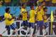 Brazil players celebrate after Neymar, right, scored a penalty kick during the group A World Cup soccer match between Brazil and Croatia, the opening game of the tournament, in the Itaquerao Stadium in Sao Paulo, Brazil, Thursday, June 12, 2014. (AP Photo/Frank Augstein)