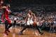 BROOKLYN, NY - MAY 12: Shaun Livingston #14 of the Brooklyn Nets drives against Dwyane Wade #3 of the Miami Heat in Game Four of the Eastern Conference Semifinals during the 2014 NBA Playoffs on May 12, 2014 at Barclays Center in Brooklyn. NOTE TO USER: User expressly acknowledges and agrees that, by downloading and or using this photograph, User is consenting to the terms and conditions of the Getty Images License Agreement. Mandatory Copyright Notice: Copyright 2014 NBAE (Photo by Nathaniel S. Butler/NBAE via Getty Images)