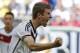 Germany's Thomas Mueller celebrates after scoring the opening goal during the group G World Cup soccer match between Germany and Portugal at the Arena Fonte Nova in Salvador, Brazil, Monday, June 16, 2014. (AP Photo/Matthias Schrader)