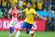 Jun 12, 2014; Sao Paulo, BRAZIL; Brazil forward Neymar (10) celebrates after scoring a goal against Croatia in the first half of the opening game of the 2014 World Cup at Arena Corinthians. Mandatory Credit: Mark J. Rebilas-USA TODAY Sports