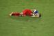 United States' Clint Dempsey lies on the pitch after being kicked in the face during the group G World Cup soccer match between Ghana and the United States at the Arena das Dunas in Natal, Brazil, Monday, June 16, 2014. (AP Photo/Hassan Ammar)