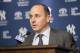 New York Yankees general manager Brian Cashman speaks during a news conference to introduce Carlos Beltran, not pictured, at Yankees Stadium, Friday, Dec. 20, 2013, in New York. Beltran, the former St. Louis Cardinals outfielder, signed with the New York Yankees on a $45 million, three-year contract.(AP Photo/John Minchillo)