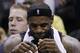 Miami Heat forward LeBron James sits on the bench during the second half in Game 5 of the NBA basketball finals against the San Antonio Spurs on Sunday, June 15, 2014, in San Antonio. The Spurs won the NBA championship 104-87. (David J. Phillip)