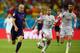 SALVADOR, BRAZIL - JUNE 13: Arjen Robben of the Netherlands beats Sergio Ramos and Jordi Alba during the 2014 FIFA World Cup Brazil Group B match between Spain and Netherlands at Arena Fonte Nova on June 13, 2014 in Salvador, Brazil. (Photo by Paul Gilham/Getty Images)