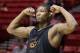 Oklahoma State guard Marcus Smart gestures during practice at the NCAA college basketball tournament Thursday, March 20, 2014, in San Diego. Oklahoma State faces Gonzaga in a second-round game on Friday. (AP Photo/Gregory Bull)
