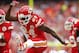 KANSAS CITY, MO - SEPTEMBER 15: Brandon Flowers #24 of the Kansas City Chiefs celebrates after a third down stop against the Dallas Cowboys in the first quarter September 15, 2013 at Arrowhead Stadium in Kansas City, Missouri. (Photo by Kyle Rivas/Getty Images)