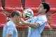 Uruguay's Luis Suarez trains with his team at Arena do Jacare Stadium in Sete Lagoas, Brazil, Tuesday, June 17, 2014. Uruguay faces England on Thursday at the World Cup, however Suarez is recovering from an injury and may not play. (AP Photo/Bruno Magalhaes)