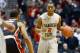 Jan 16, 2013; San Diego, CA, USA; San Diego State Aztecs guard Xavier Thames (2) brings the ball up the court while defended by UNLV Rebels guard Anthony Marshall (3) during the first half at Viejas Arena. Mandatory Credit: Jake Roth-USA TODAY Sports