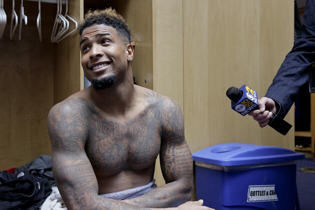 Odell Beckham Jr. on Field for Giants Drills