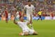 Chile's Eduardo Vargas celebrates after scoring the opening goal during the group B World Cup soccer match between Spain and Chile at the Maracana Stadium in Rio de Janeiro, Brazil, Wednesday, June 18, 2014. (AP Photo/Manu Fernandez)