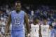 FILE - In this March 17, 2013, file photo, North Carolina's P.J. Hairston (15) walks downcourt during an NCAA college basketball game against Miami for the championship of the Atlantic Coast Conference tournament in Greensboro, N.C. A rental car driven by suspended North Carolina player Hairston also had a dozen campus parking citations over a two-month period, according to records released by the university Friday, Aug. 9, 2013. (AP Photo/Gerry Broome, File)