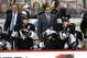 Pittsburgh Penguins' Sidney Crosby (87) climbs over the boards in front of coach Dan Bylsma, left rear, and assistant coach Jacques Martin in the third period of game 7 of a second-round NHL playoff hockey series against the New York Rangers in Pittsburgh Tuesday, May 13, 2014. The Rangers won 2-1, to win the series. (AP Photo)