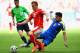 BRASILIA, BRAZIL - JUNE 15: Christian Noboa of Ecuador tackles Xherdan Shaqiri of Switzerland during the 2014 FIFA World Cup Brazil Group E match between Switzerland and Ecuador at Estadio Nacional on June 15, 2014 in Brasilia, Brazil. (Photo by Stu Forster/Getty Images)