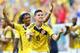 BRASILIA, BRAZIL - JUNE 19: James Rodriguez of Colombia celebrates scoring his team's first goal during the 2014 FIFA World Cup Brazil Group C match between Colombia and Cote D'Ivoire at Estadio Nacional on June 19, 2014 in Brasilia, Brazil. (Photo by Elsa/Getty Images)