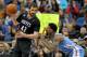 Nov 27, 2013; Minneapolis, MN, USA; Minnesota Timberwolves forward Kevin Love (42) backs down on Denver Nuggets forward Kenneth Faried (35) during the second quarter at Target Center. Mandatory Credit: Brace Hemmelgarn-USA TODAY Sports