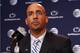 STATE COLLEGE, PA - JANUARY 11: James Franklin, head coach of the Penn State Nittany Lions addresses the media on January 11, 2014 at Beaver Stadium in State College, Pennsylvania. (Photo by Justin K. Aller/Getty Images)