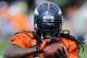 Denver Broncos safety Quinton Carter catches a pass during the opening Denver Broncos training camp session, Thursday, July 25, 2013, in Englewood, Colo. (AP Photo/Jack Dempsey)