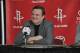 HOUSTON, TX - OCTOBER 29: General Manager Daryl Morey of the Houston Rockets speaks to the media as James Harden is introduced to the media on October 29, 2012 at Toyota Center in Houston, Texas. NOTE TO USER: User expressly acknowledges and agrees that, by downloading and/or using this photograph, user is consenting to the terms and conditions of the Getty Images License Agreement. Mandatory Copyright Notice: Copyright 2012 NBAE (Photo by Bill Baptist/NBAE via Getty Images)