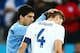 SAO PAULO, BRAZIL - JUNE 19: Luis Suarez of Uruguay speaks to Steven Gerrard of England after England's loss to Uruguay 2-1 during the 2014 FIFA World Cup Brazil Group D match between Uruguay and England at Arena de Sao Paulo on June 19, 2014 in Sao Paulo, Brazil. (Photo by Julian Finney/Getty Images)