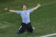 Uruguay's Luis Suarez celebrates scoring 2-1 during the group D World Cup soccer match between Uruguay and England at the Itaquerao Stadium in Sao Paulo, Brazil, Thursday, June 19, 2014. (AP Photo/Michael Sohn)