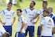 Argentina's Lionel Messi, second left, teammate Sergio Aguero, right, and other teammates gather at the start of a training session in Vespasiano, near Belo Horizonte, Brazil, Wednesday, June 18, 2014. Argentina plays in group F of the 2014 soccer World Cup. (AP Photo/Victor R. Caivano)