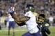 Nov 15, 2013; Pasadena, CA, USA; Washington Huskies wide receiver Damore'ea Stringfellow (9) catches a pass against UCLA Bruins cornerback Ishmael Adams (24) during the game at the Rose Bowl. Mandatory Credit: Richard Mackson-USA TODAY Sports